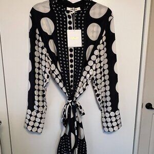 Diane Von Furstenberg DVF Silk Shirt Dress with Tags; Size L